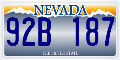 NV license plate 92B187
