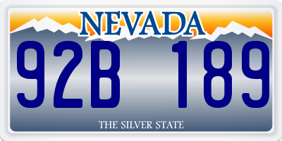 NV license plate 92B189