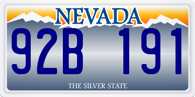 NV license plate 92B191