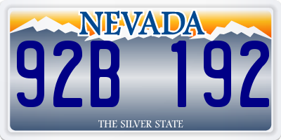 NV license plate 92B192