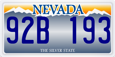 NV license plate 92B193