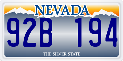 NV license plate 92B194