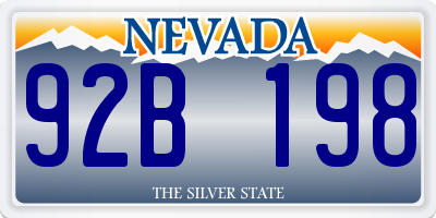 NV license plate 92B198