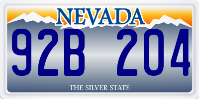 NV license plate 92B204