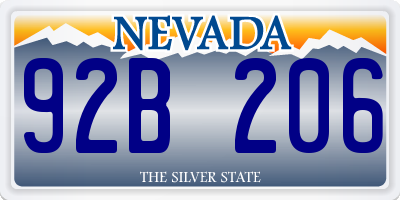 NV license plate 92B206