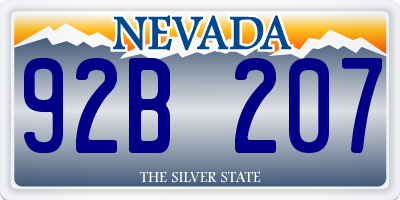 NV license plate 92B207