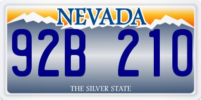 NV license plate 92B210