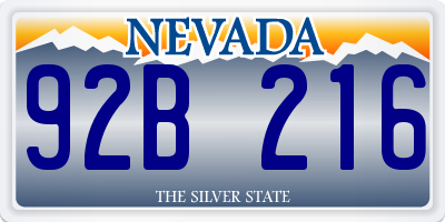 NV license plate 92B216