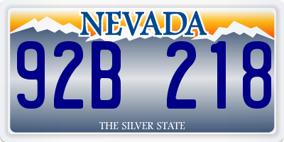 NV license plate 92B218