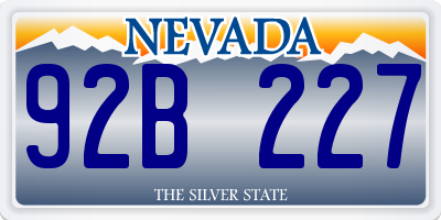 NV license plate 92B227