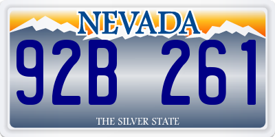 NV license plate 92B261