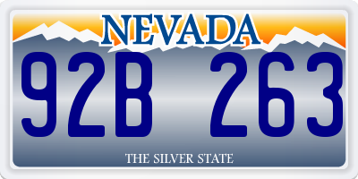 NV license plate 92B263