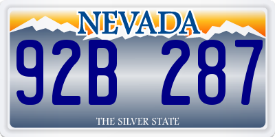 NV license plate 92B287