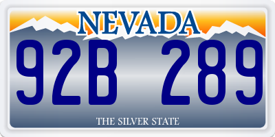 NV license plate 92B289