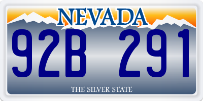 NV license plate 92B291