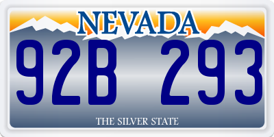 NV license plate 92B293