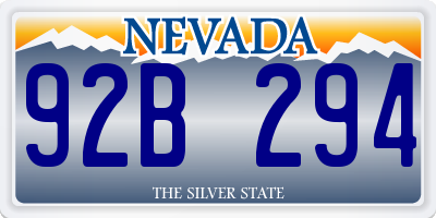 NV license plate 92B294
