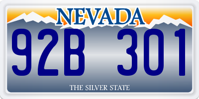 NV license plate 92B301
