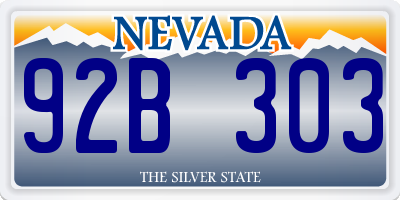 NV license plate 92B303