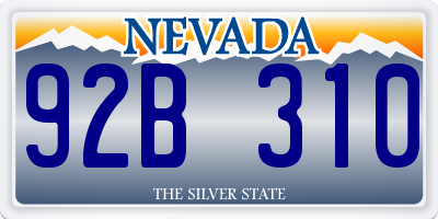 NV license plate 92B310