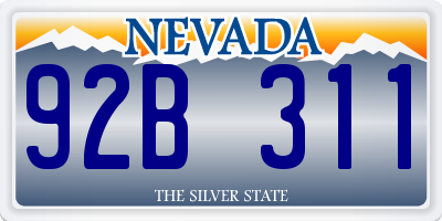 NV license plate 92B311