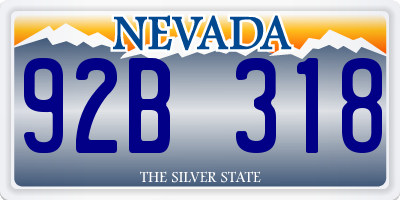 NV license plate 92B318