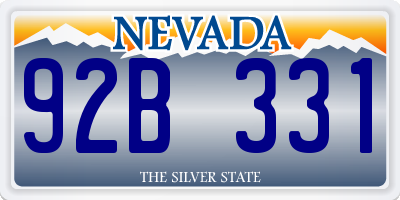 NV license plate 92B331