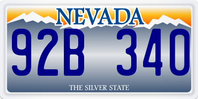 NV license plate 92B340