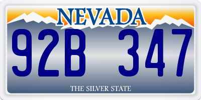NV license plate 92B347