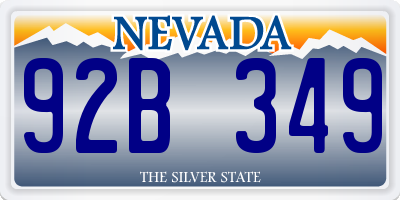 NV license plate 92B349