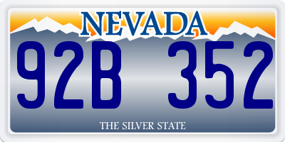 NV license plate 92B352