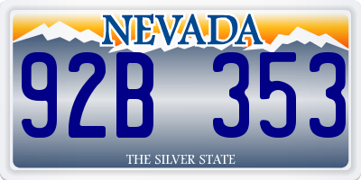 NV license plate 92B353