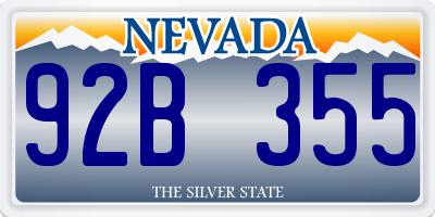 NV license plate 92B355