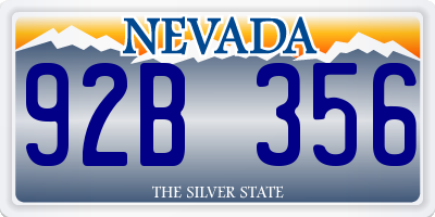 NV license plate 92B356