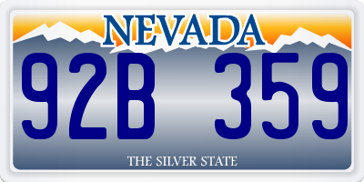 NV license plate 92B359