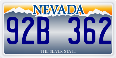 NV license plate 92B362