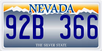 NV license plate 92B366
