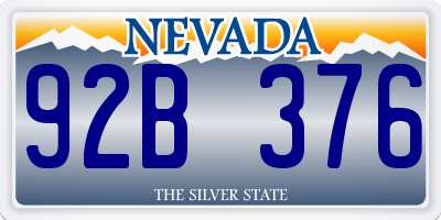 NV license plate 92B376