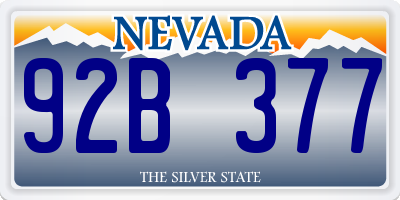 NV license plate 92B377