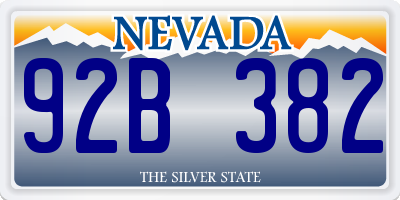 NV license plate 92B382