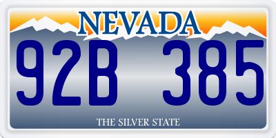 NV license plate 92B385