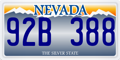 NV license plate 92B388