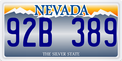 NV license plate 92B389