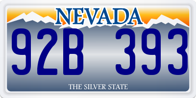 NV license plate 92B393