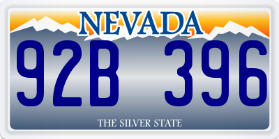 NV license plate 92B396