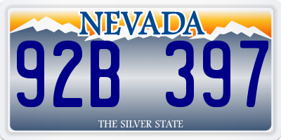 NV license plate 92B397