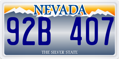 NV license plate 92B407