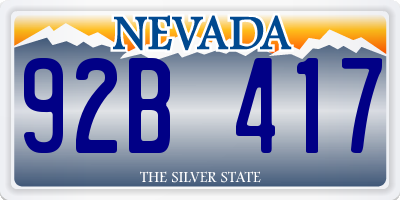 NV license plate 92B417