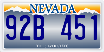 NV license plate 92B451