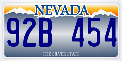 NV license plate 92B454